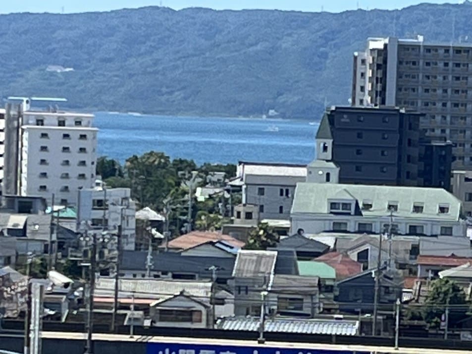 明石市の市街地、海の風景写真